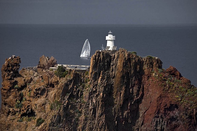ALEGRE, sailing past Stromboliccio - Rolex Middle Sea Race 2010 ©  Rolex/ Kurt Arrigo http://www.regattanews.com